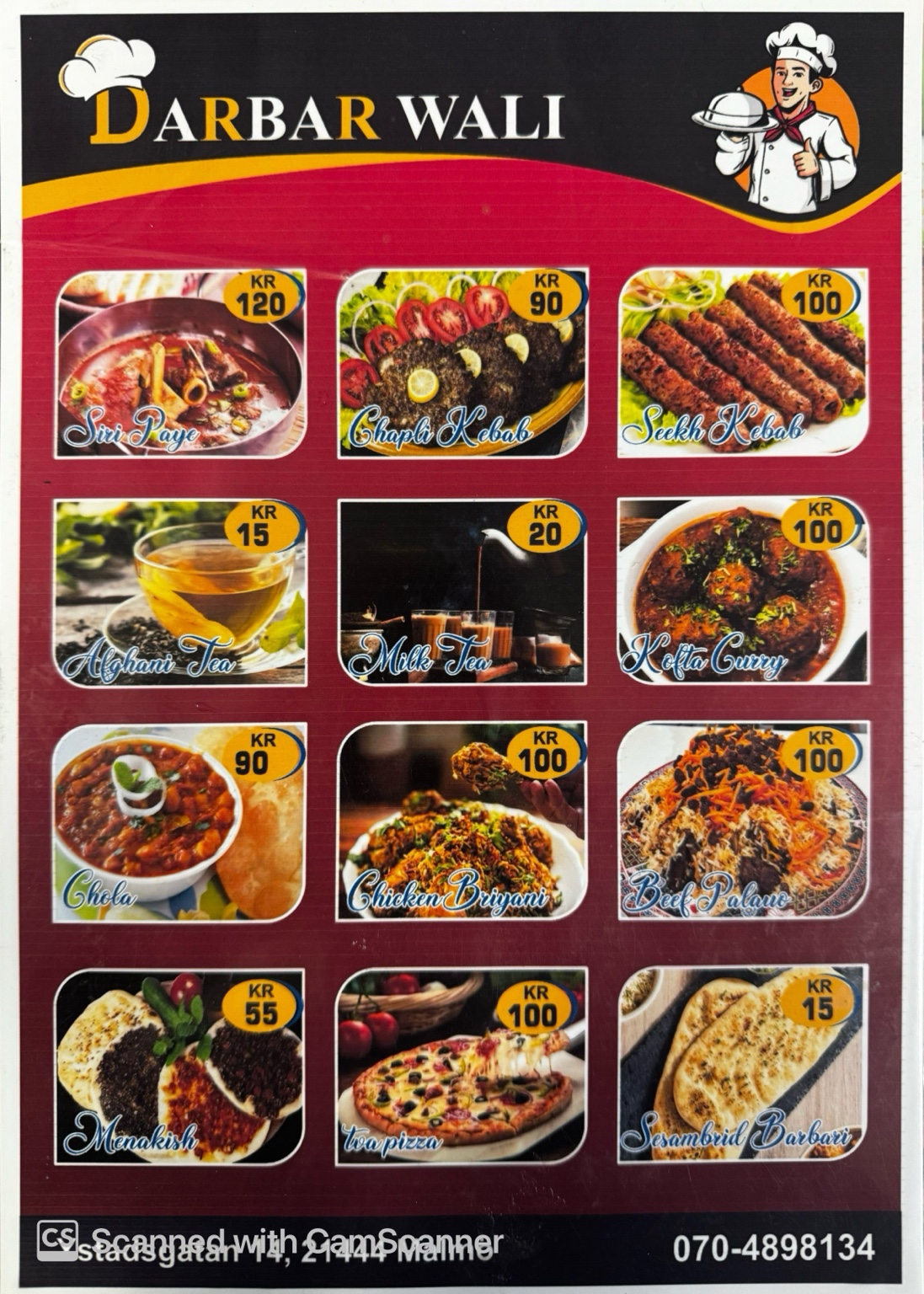 Darbare Wali menu page 2